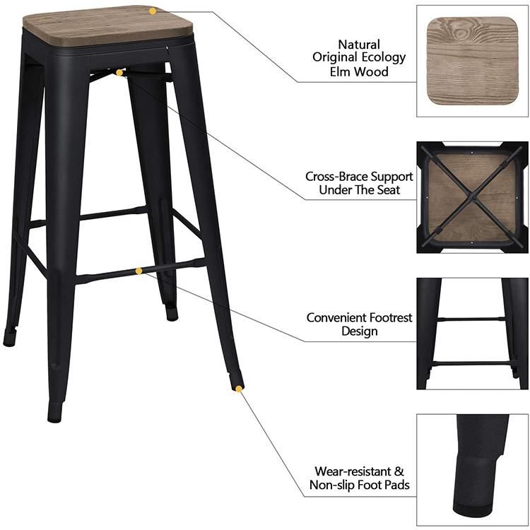 Hot Selling Stackable Metal Bistro Bar Stool Chair Industrial Metal Frame Bar Stools Chair Stacking Metal Bar Chairs