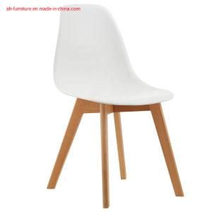 White PP Seat Beech Leg Dining Chair