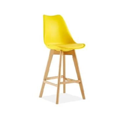 Professional High Quality Wood Legs PP Plastic Bar Stools Chair with Backrest