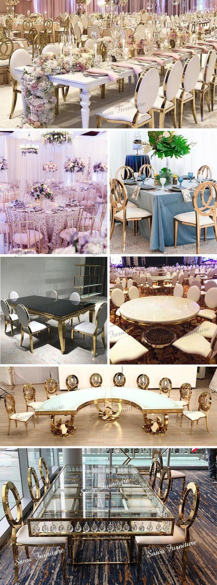 Distinctive Marble Stainless Steel Event Wedding Hotel Table