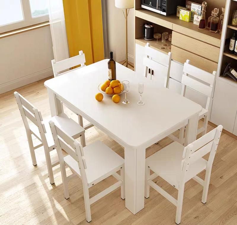 Furniture Set Wood Indoor Modern Wooden Home Furniture Rectangular Set Dining Table with Chair