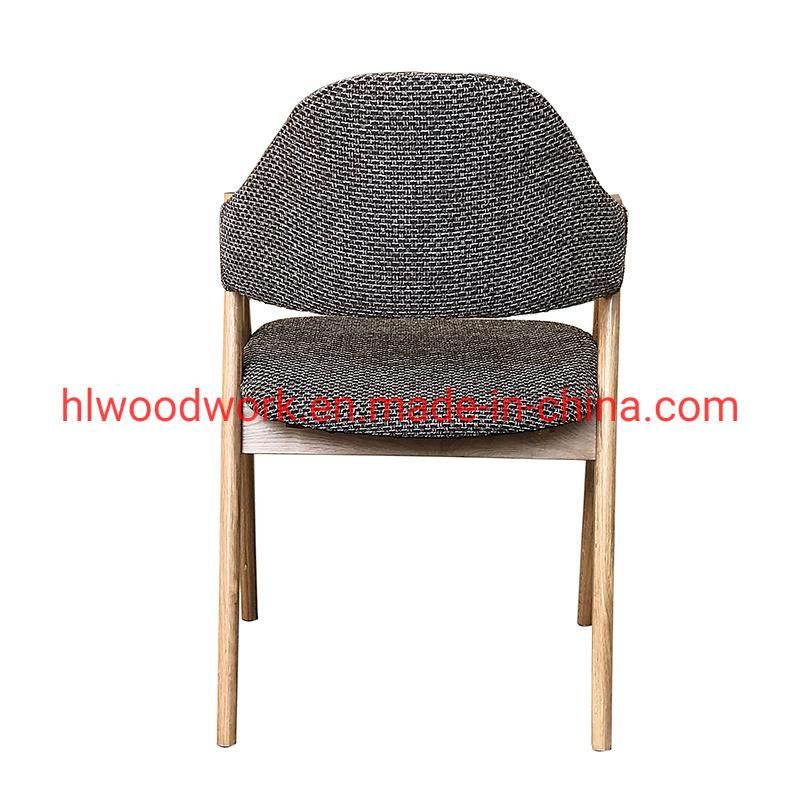 Resteraunt Furniture Oak Wood Tai Chair Oak Wood Frame Natural Color Brown Fabric Cushion and Back Dining Chair Coffee Shop Chair Dining Chair