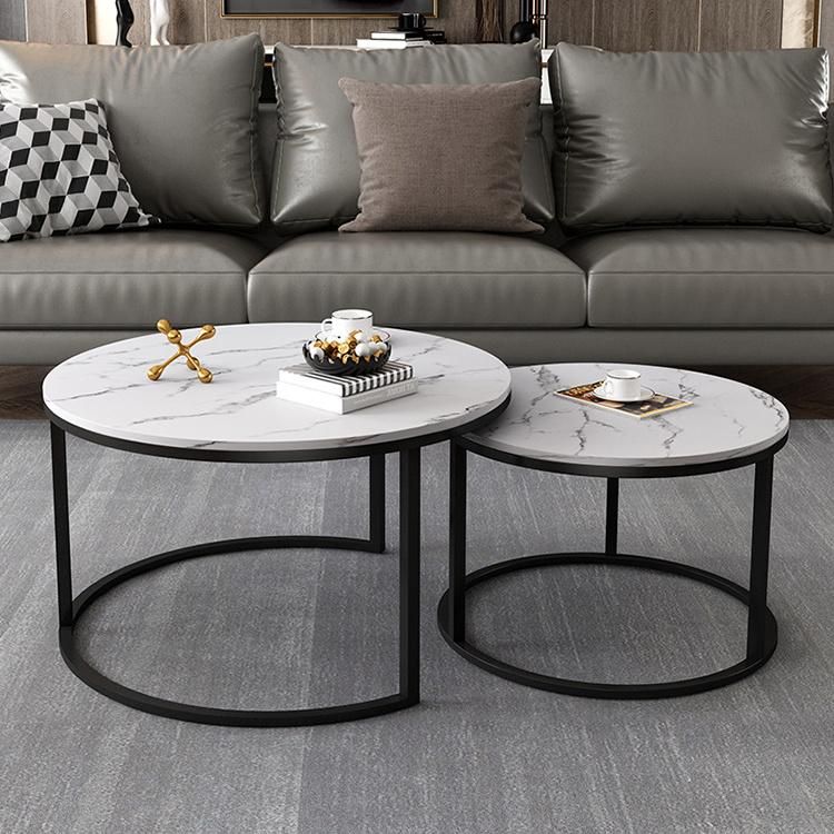 Round Upscale Marble Hotel Modern Coffee Table