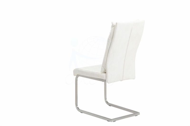 Fashionable PU Leather Chrome Dining Chairs with Nickel Brush Legs