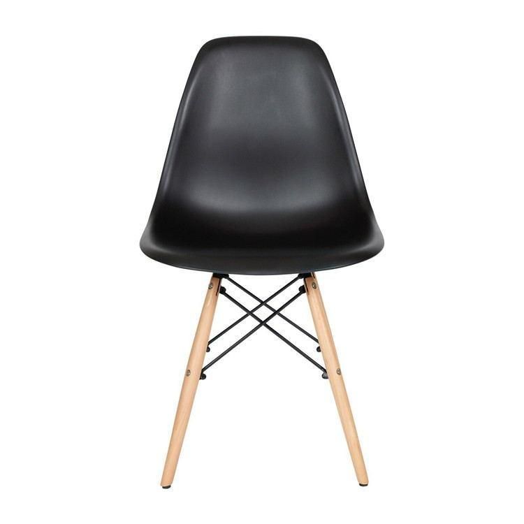 Modern Colored PP Chair Plastic Chair Beech Wood Legs Dining Chair with PP Cushion