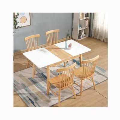 Dining Set Extended Table 6 Chairs Glass Mesa Rectangular Wood Table Top Restaurant Modern Dining Table Set