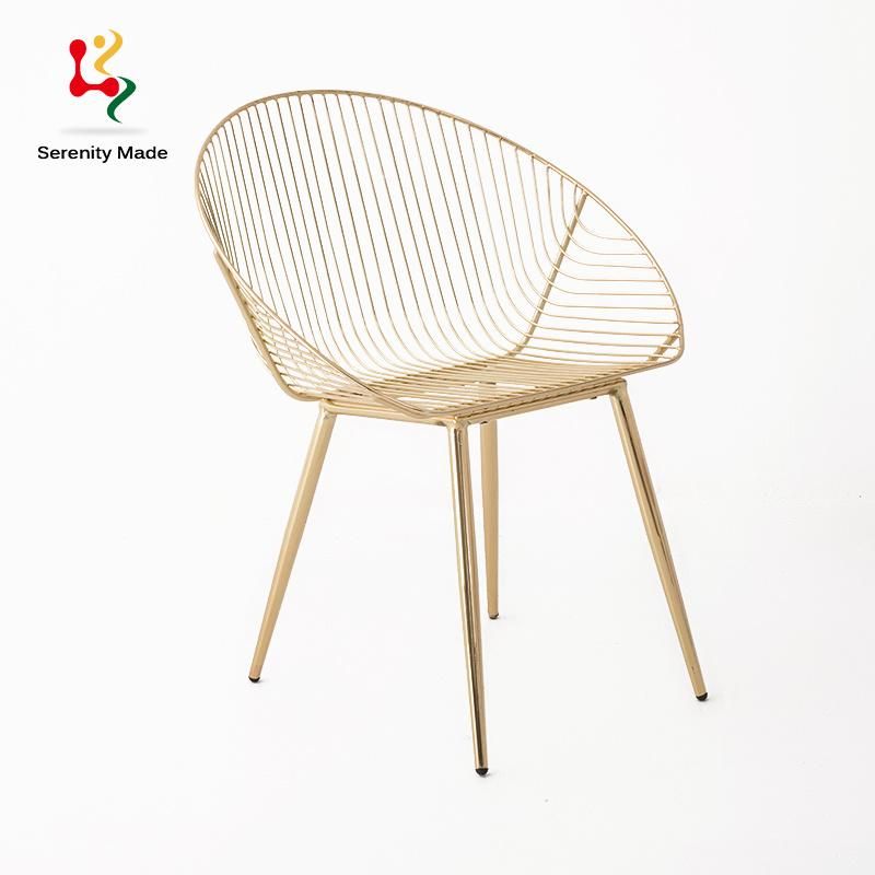 Modern Galvanized Wire Gold Frame Outdoor Dining Chair