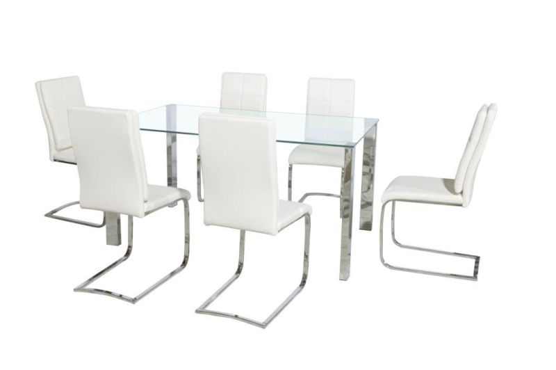 Hot Sale Home Furniture Modern Tempered Transparent Square Glass Dining Table