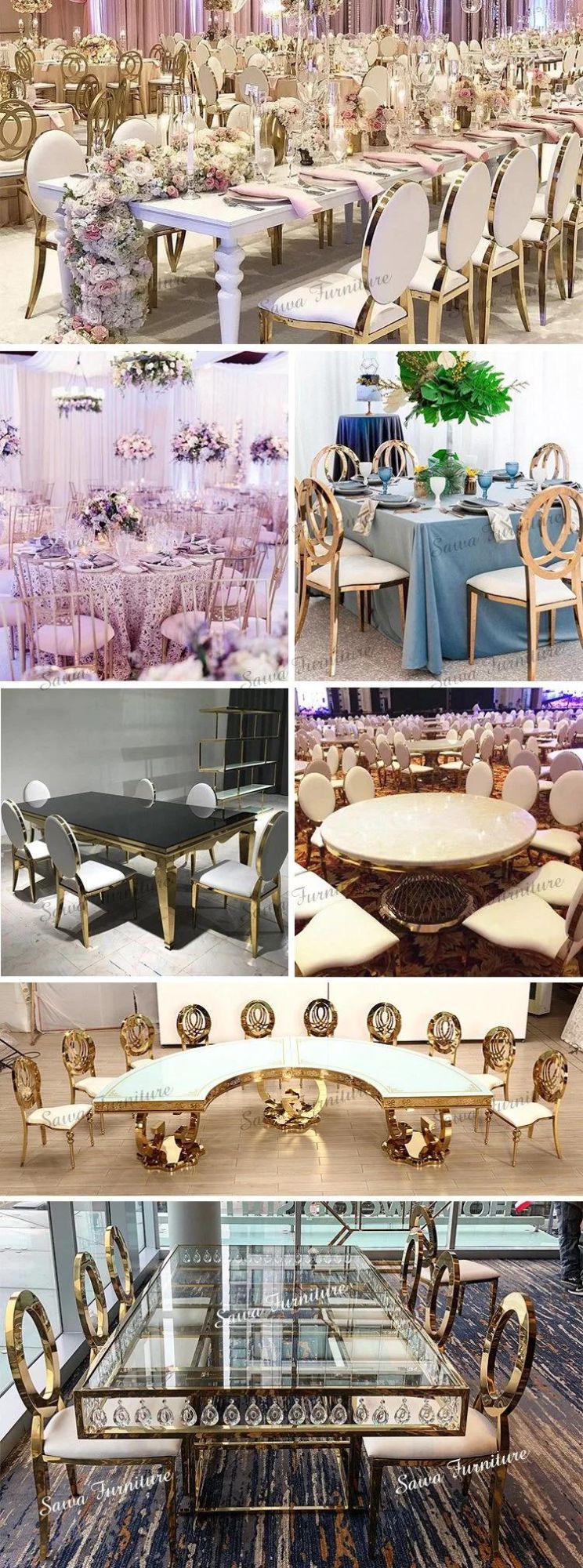 High Quality Modern Gold Stainless Steel Different Shapes Dining Restaurant Chair for Wedding