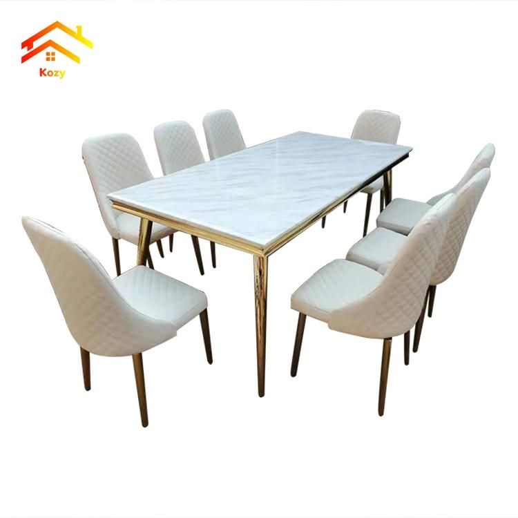 Hotel Furniture Dining Table Metal Table Marble Top Dining Table