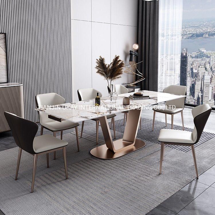 Luxury Modern Restaurant Kitchen Dining Room Table Rectangle Square Round MDF Wooden Marble Texture Dining Table Dining Table