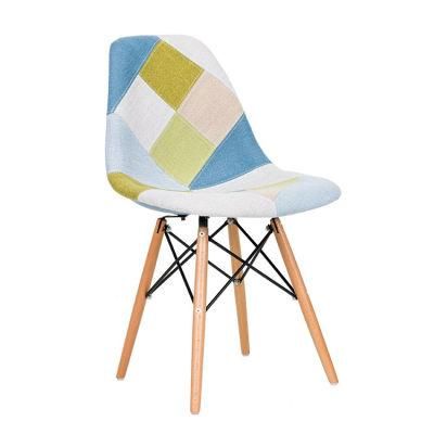 Factory Supplier Manufacturer Wholesale Restaurant Dining Room Furniture Modern Upholstered Dining Chair Fabric Cushion Patchwork Modern Chair