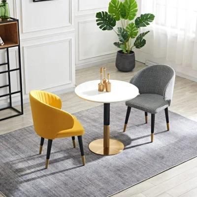 New Style Shiny Gold Color Upholstered Fabric Dining Chair