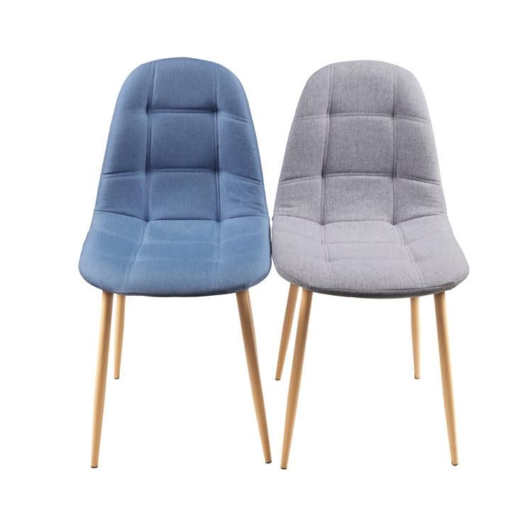 Factory Cheap Nordic Modern Living Room Restaurant Furniture Manufacturer Fabric Dining Chair with Iron Leg Heat Transfer