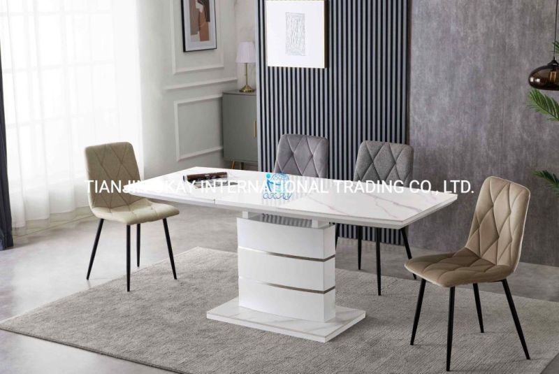 Luxury Hot Selling Dining Room Furniture Marble Round Dining Table Set and Chairs with Rotating Table