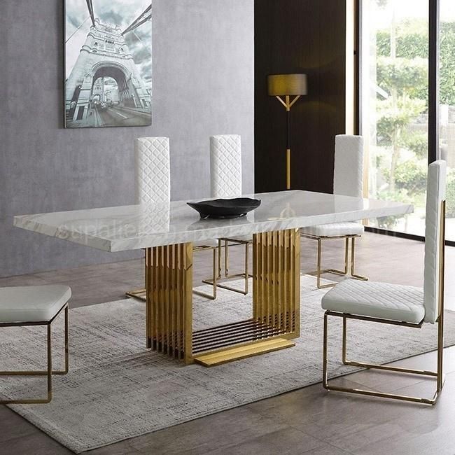 China Factory Price Stainless Steel Gold Dining Chair and Table