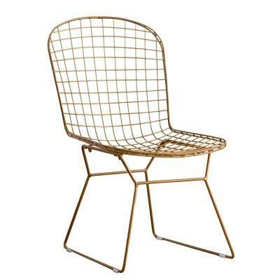 Factory Direct Sales Golden Backrest Grid Chair Kitchen Dining Chair Metal Stool Summer Cool Spain Nordic Simple Modern Furniture Dining Chair