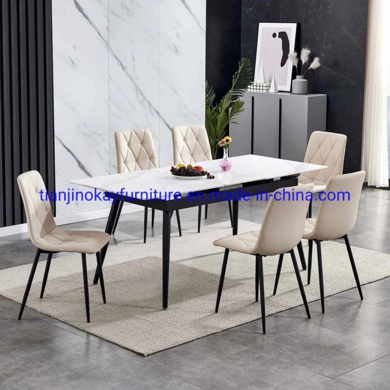 Italian Luxury Furnitu Rerestaurant Design Ceramic Marble Top Square Hotel Dining Room Dining Sets Table and Chair