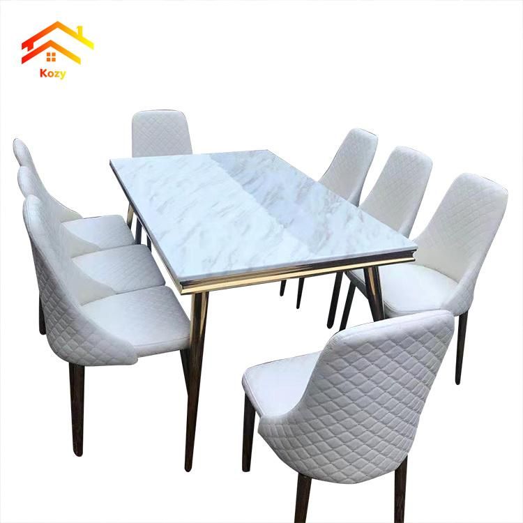 Hot Selling Luxury Metal Steel Marble Top Dining Table