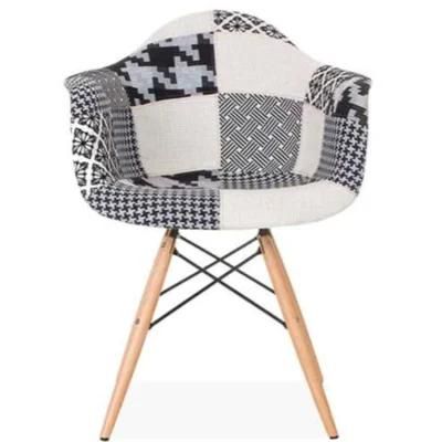 Wholesale Price Modern Dsw Fabric Chair French Style Patchwork Dining Chair with Armrest