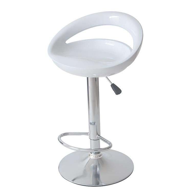 Adjustable Swivel Modern Kitchen Counter Top ABS Seat Metal Stool Simple Plastic Bar Stool