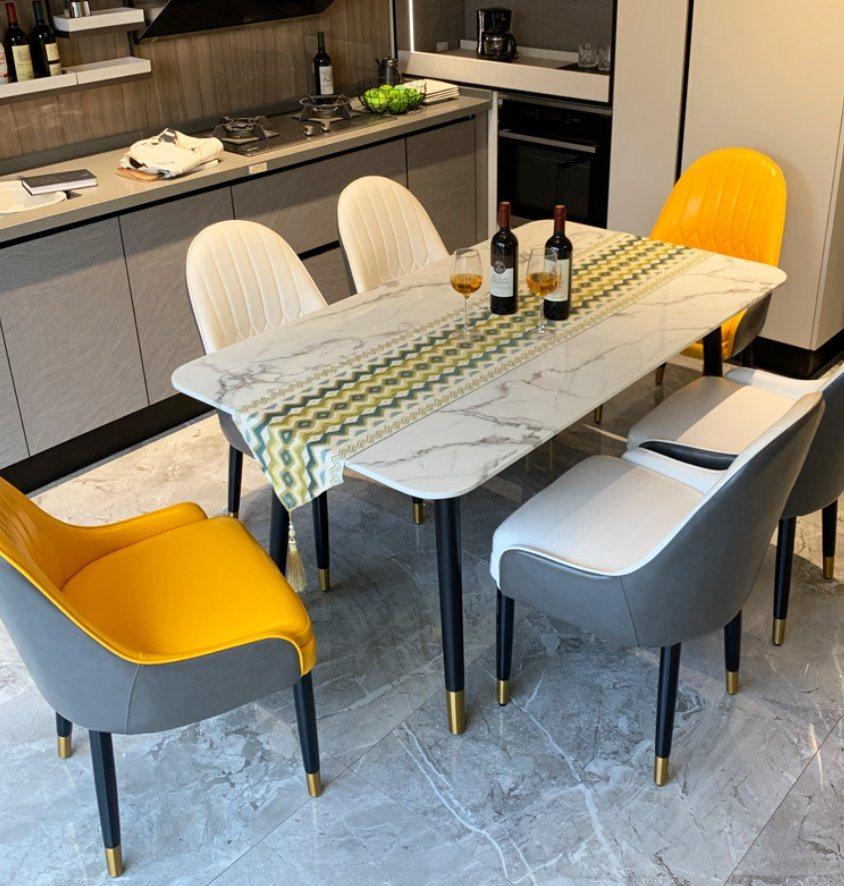 Light Luxury Dining Table Rectangle Marbletabletop Dining Table