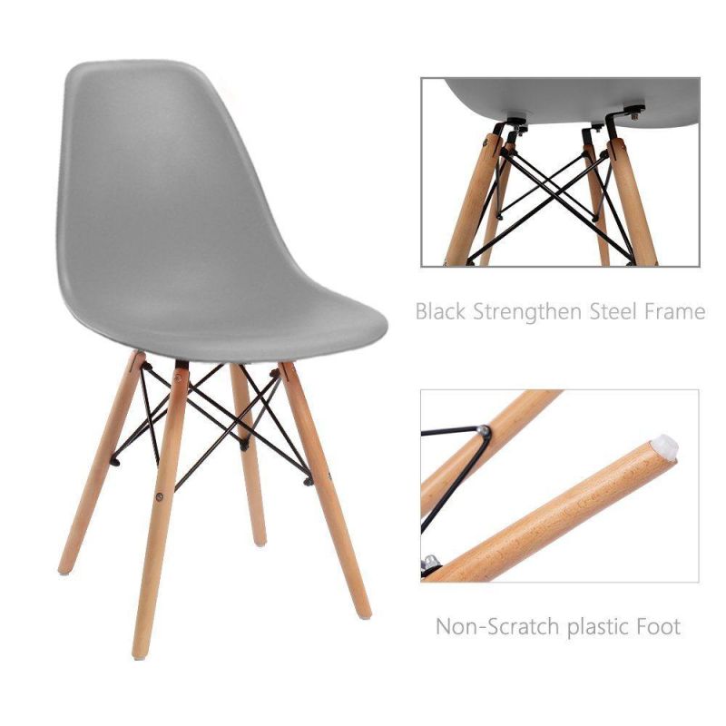 White Plastic Backrest Beech Wood Dining Chair