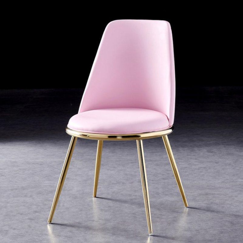 Europea Style Round Seat Dining Chair with Gold Plated Legs