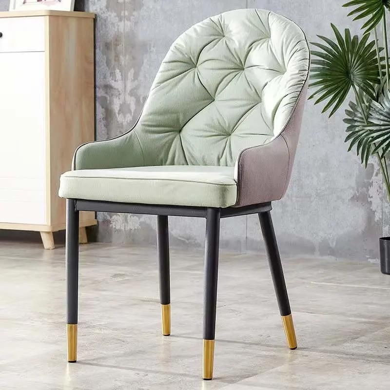 Modern Classic Italian Metal Base Design PU Leather Dining Chairs