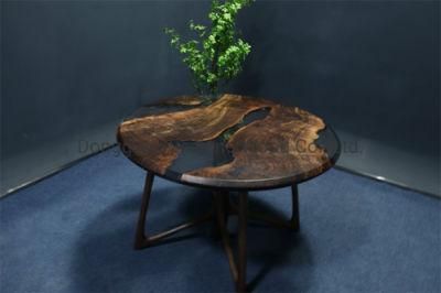 Solid Wood Resin Round Dining Table / Coffee Table