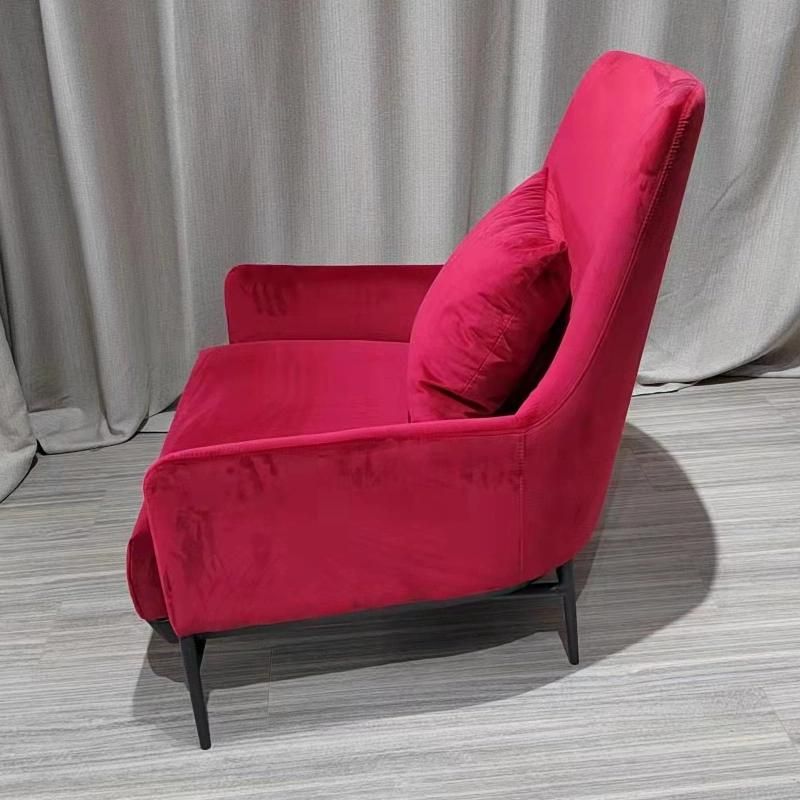 Modern Fashion Red Velvet Arm Chair Unique Lounge Sofa Chair