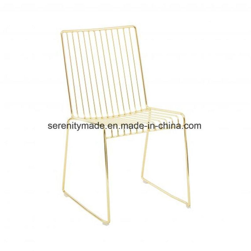 Guangzhou Furniture Plated Gold Metal Wire Outdoor Cafe Dining Chairs