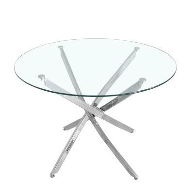 Round Tempered Glass Restaurant Dining Table