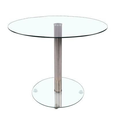 Guangzhou Modern Design Glass Stainless Steel Dining Room4 Seater 8 mm Thick Tempered Glass Dining Table