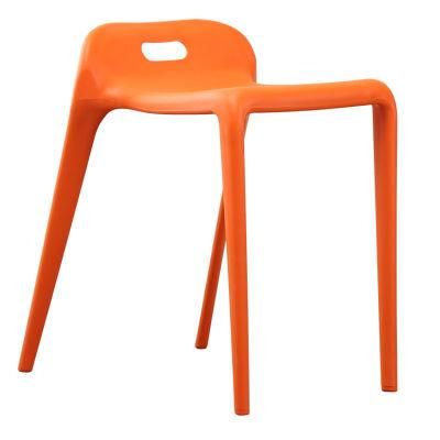 Chinese Furniture Supplier Nordic Plastic Banquet Chair Backless Stool Restaurant Hotel Home Living Room Reception Table and Chair Orange