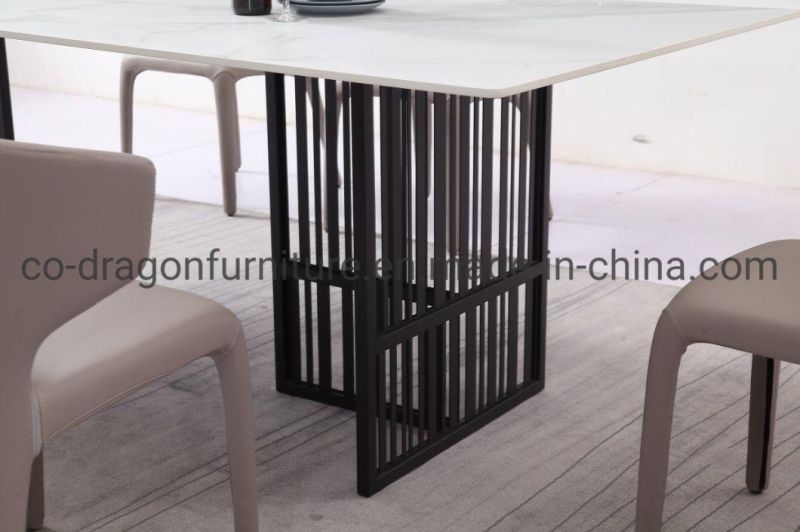 Modern Rectangle Dining Table Sets for 6 Seats Steel Legs