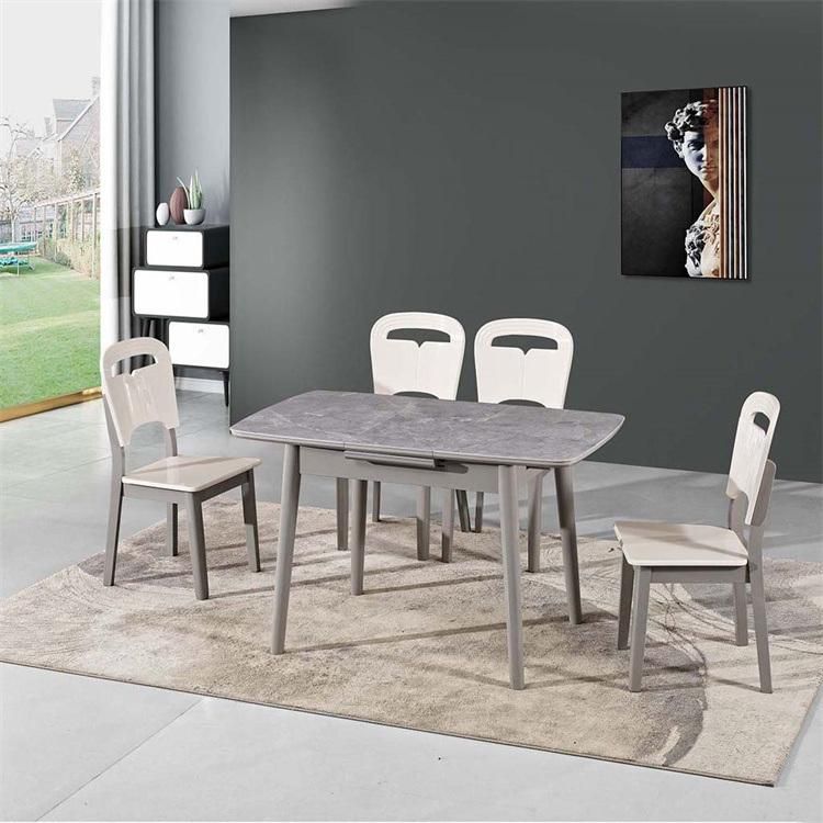 Italian Luxury Design Dining Room Sets Modern Round Marble Top Solid Wood Frame 4 Seater Dining Table Set