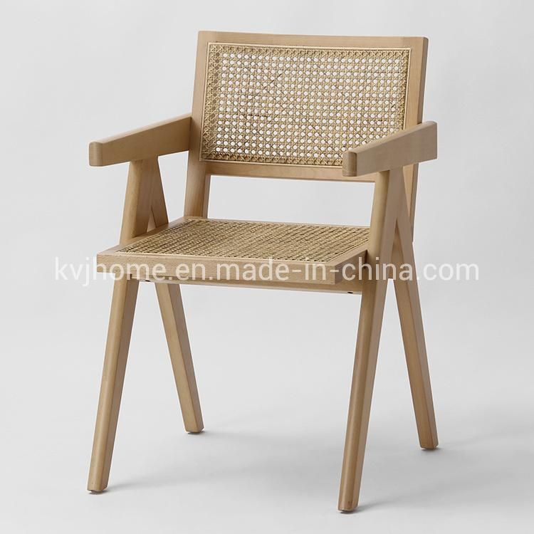 Kvj-9104 Natural Rattan Wooden Dining Pj Chair Pierre Jeanneret Chair