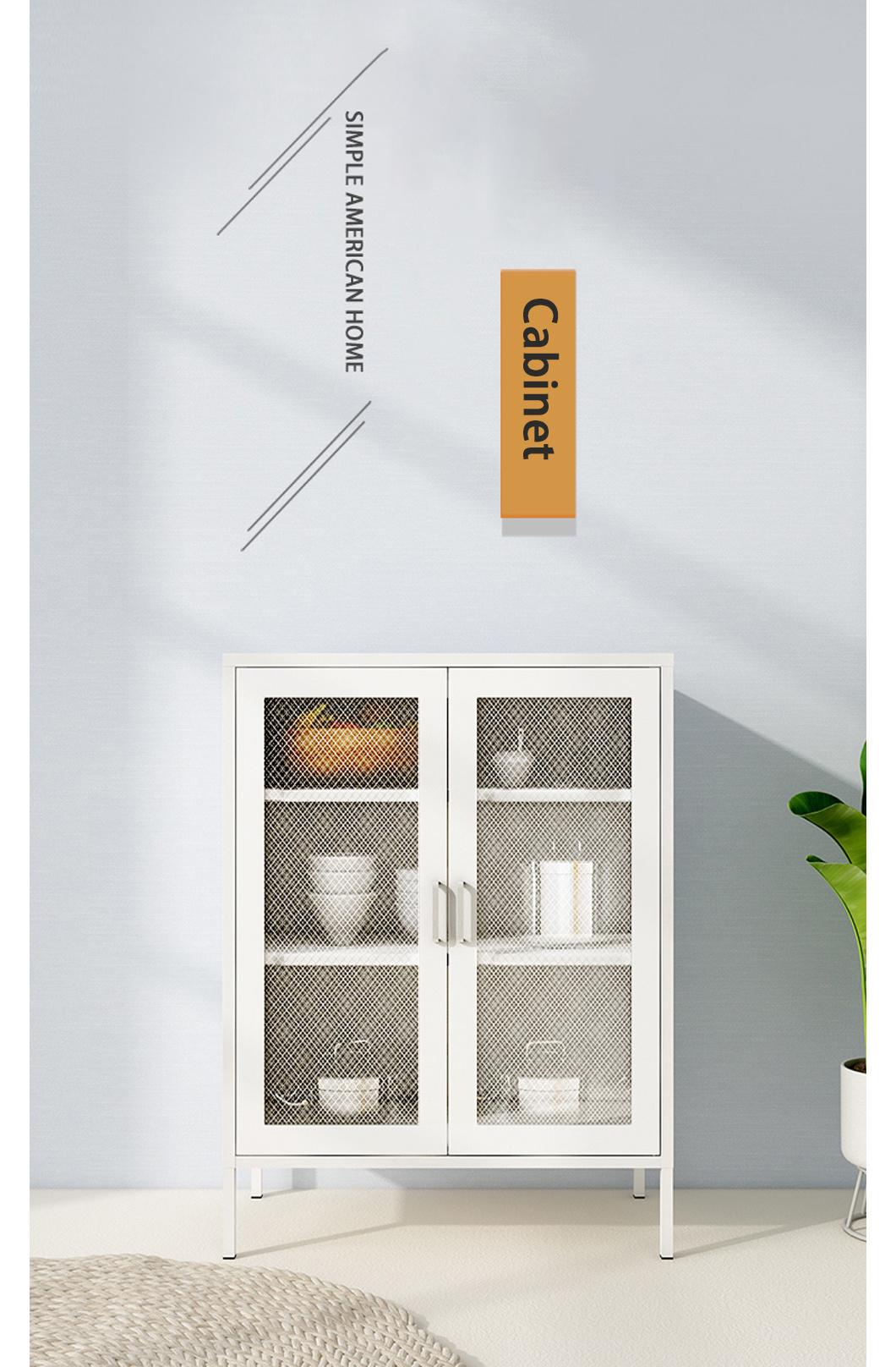 Wholesale Market Metal Sideboard Storage Cabinet with Mesh Doors