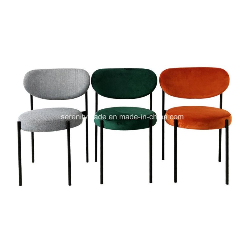 Modern Contemporary Velvet Upholstered Round Seat Armless Dining Chair