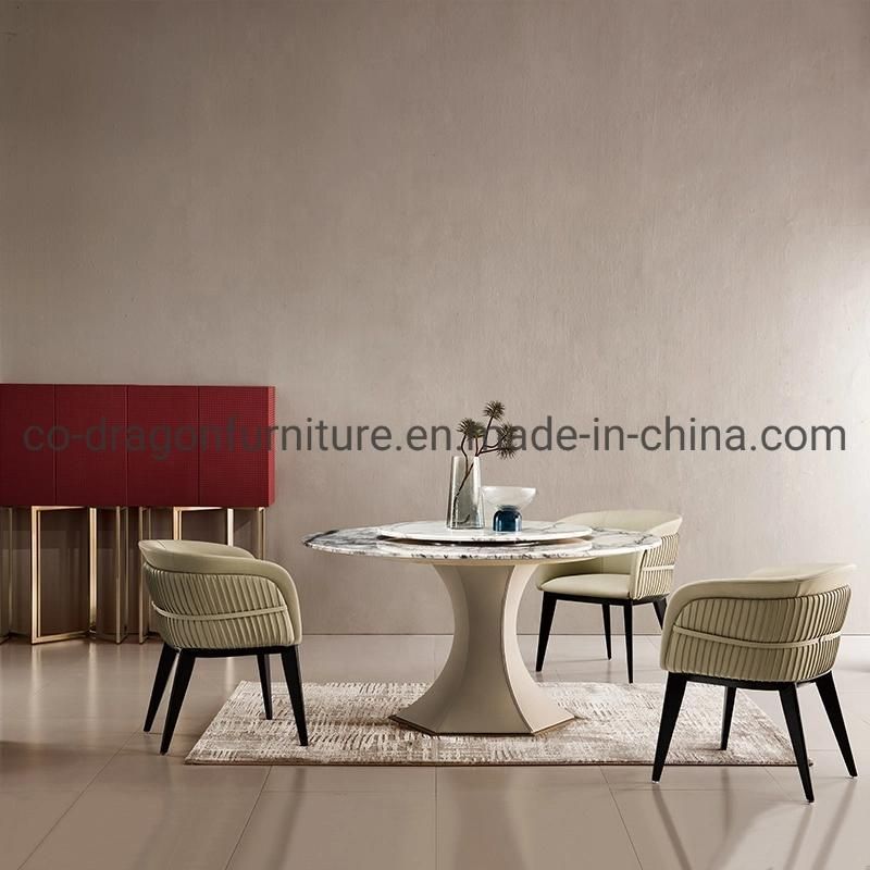 Luxury Home Furniture Stainless Steel Dining Table with Marble Top