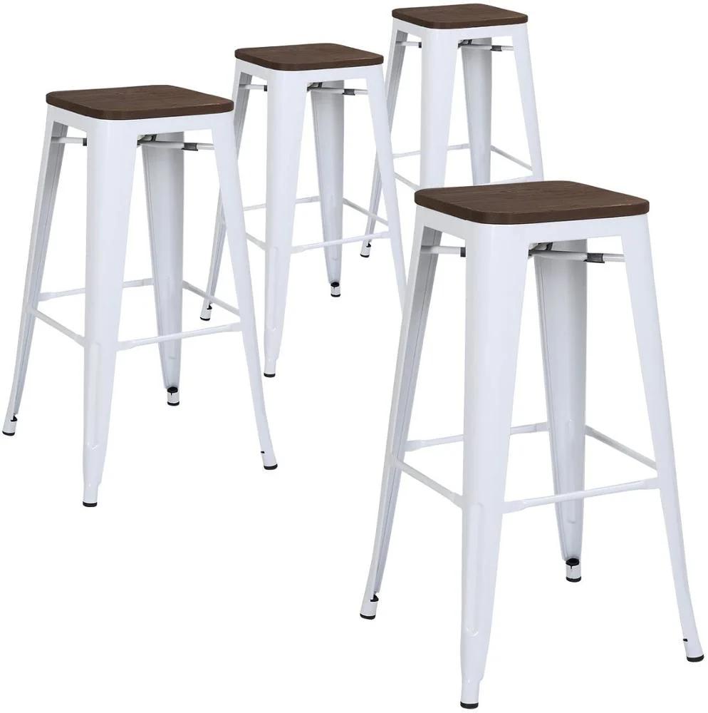 Cheap Wood Top Commercial Used Steel Dining Stackable Iron Industrial Metal Bar Stools Wholesale