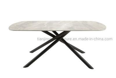 New Marble Ceramic Grey Dining Tables Furniture Dining Room Square Ergonomically