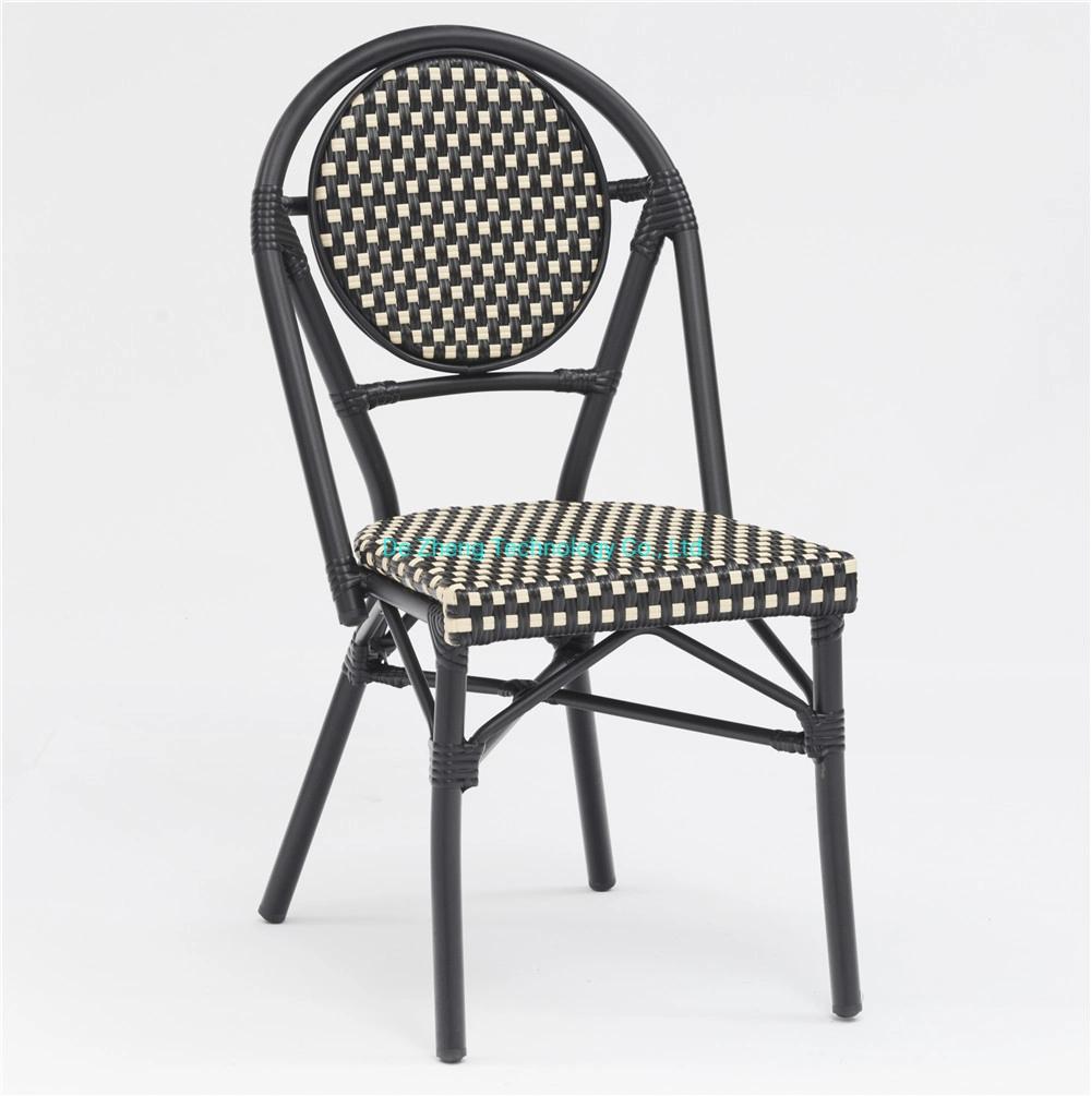 New Wholesale Stackbale Outdoor Bamboo Look Cane Chair All Weather Rattan Wicker Garden Furniture Set Bistro Patio Cafe Chairs