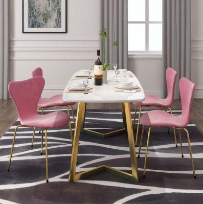 Colorful Marble Dining Table and Chair Combination Household Dining Table