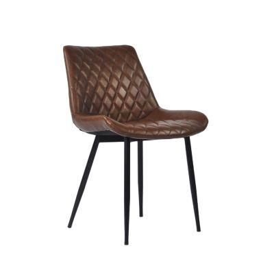 Black Metal Legs Velvet Chair Dining Antique Brown Leather Dining Chair Sedia Moderna Sedia Da Pranzo