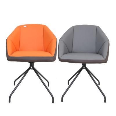 Wholesale Home Furniture Iron Legs Coffee Chair Orange Velvet Fabric Chair