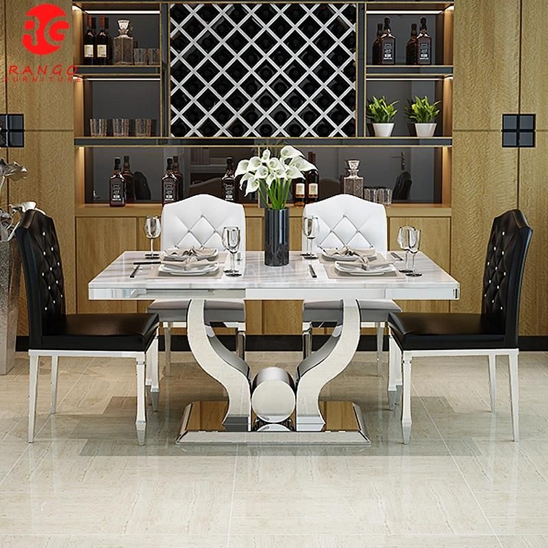 Foshan Factory Epoxy Dining Table Wood Table Dining Travertine Dining Table with 6 Chairs