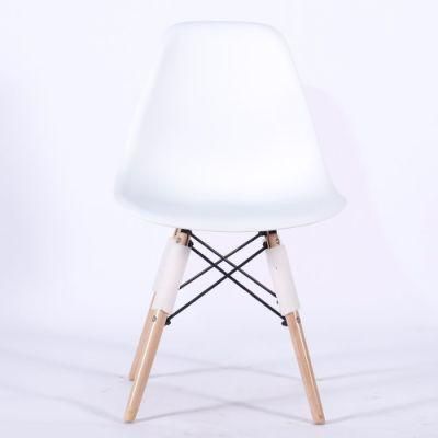 Wholesale Price Modern Design White Plastic Chair Wood Leg Dining Chairs