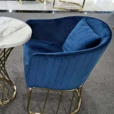 Modern Light Luxury Living Room Single Metal Sofa Chair with Velvet